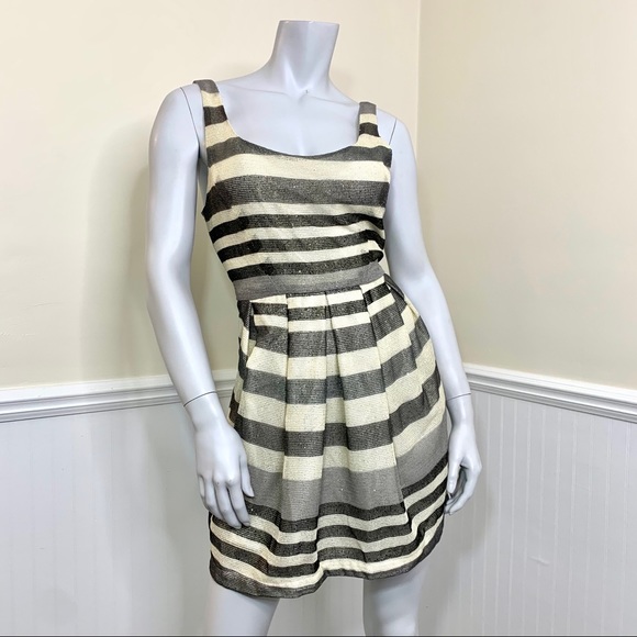 BCBGeneration Dresses & Skirts - BCBG Striped Sparkle A Line Pleated Dress